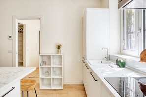 Oven, stovetop, dishwasher, coffee/tea maker