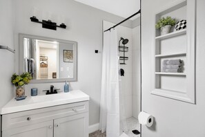 Hair dryer, soap, toilet paper