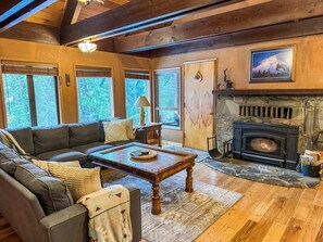 Téléviseur connecté, foyer, lecteur de DVD, livres