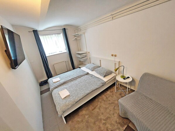 1 غرفة نوم وواي فاي وملاءات أسرّة