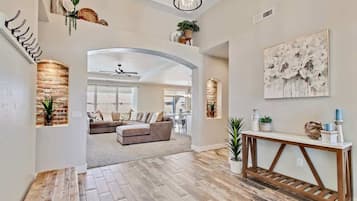 TV, fireplace, video games, books