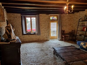 Televisión, chimenea, reproductor de DVD y libros 