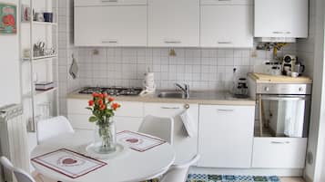 Frigorífico, microondas, horno y placa de cocina