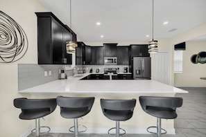 Fridge, microwave, oven, dishwasher