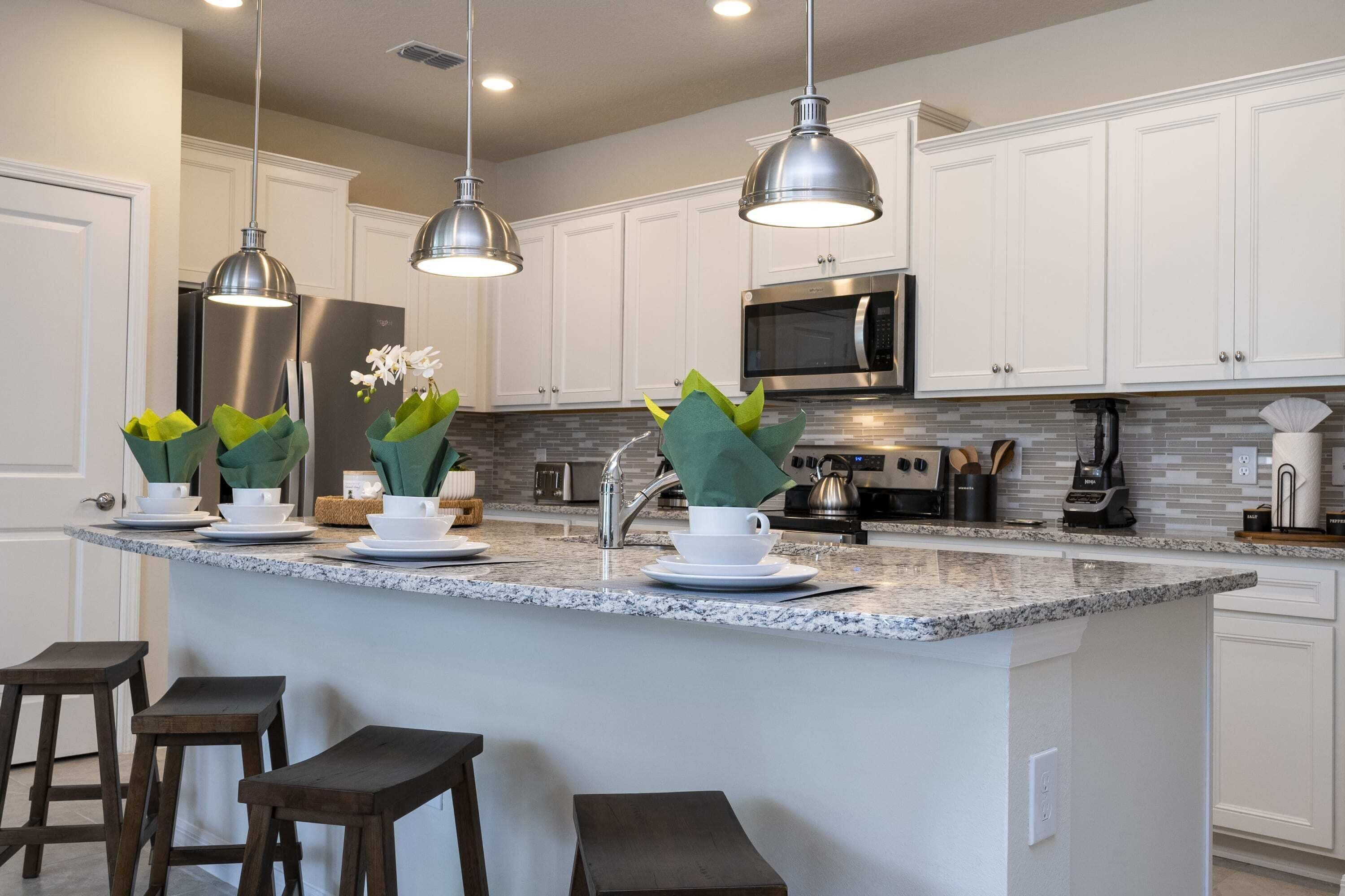 Full-sized fridge, microwave, oven, stovetop