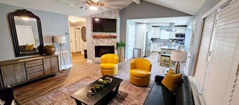 Mama’s Modern House is family and pet friendly, large yard, quartz countertops 