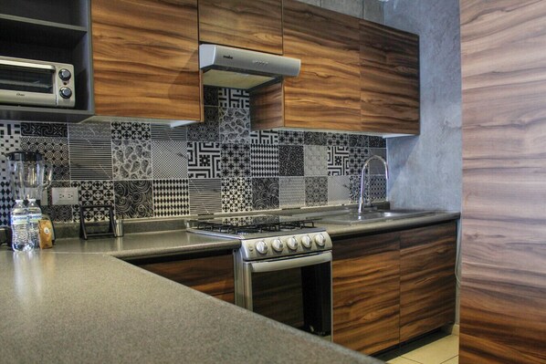 Fogão, cooktop, cafeteira/chaleira