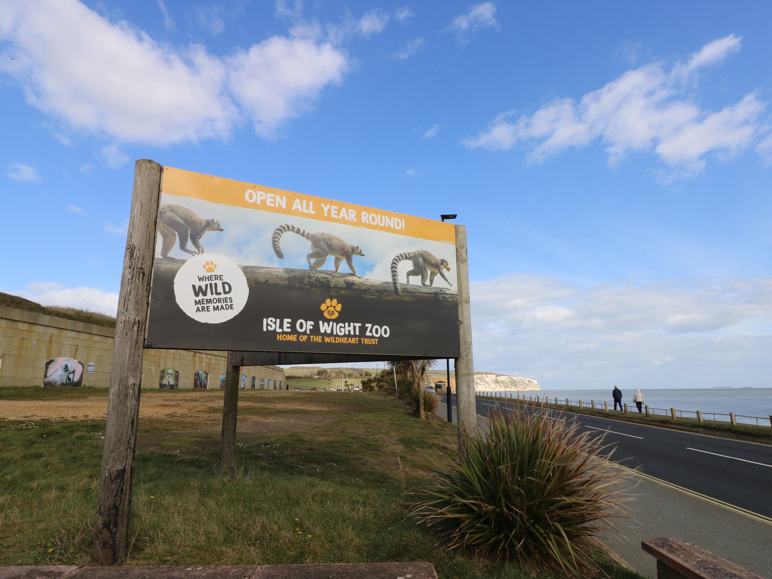 A signboard for the Isle of Wight Zoo advertising its all-year opening.