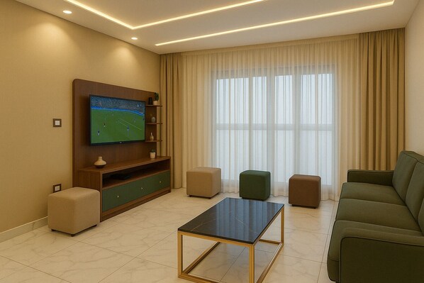 Chalet, 2 chambres, accessible aux personnes à mobilité réduite, fumeurs | Salle de séjour