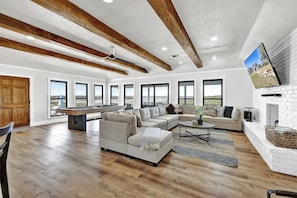 House, Multiple Beds, Pool Access (1148 Balcones Drive) | Living area | TV, MP3 dock