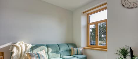 21-inch flat-screen TV with satellite channels