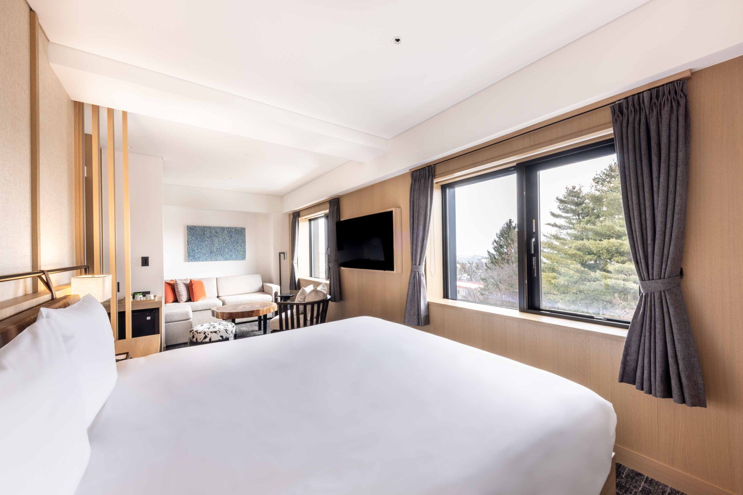 Deluxe-huone, 1 suuri parisänky ja vuodesohva, tupakointi kielletty (Sofa bed included for 3 guests) | Tallelokero huoneessa, työpöytä