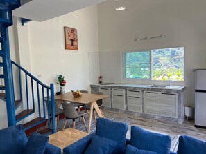 Apartment, 2 Bedrooms, Patio, Mountain View | Living area - Charming New Italian Style 1st Floor Maisonnette (Karon)