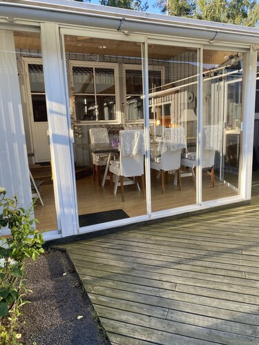 Well equipped summer house near beach consisting of three houses. 10 beds.