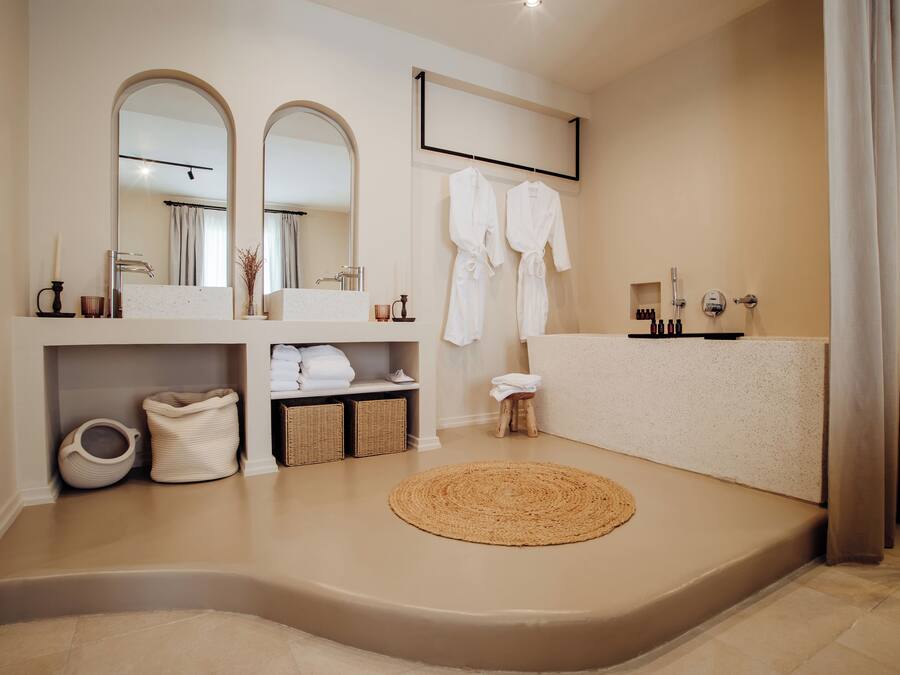 Executive Suite | Bathroom | Separate bathtub and shower, rainfall showerhead, designer toiletries