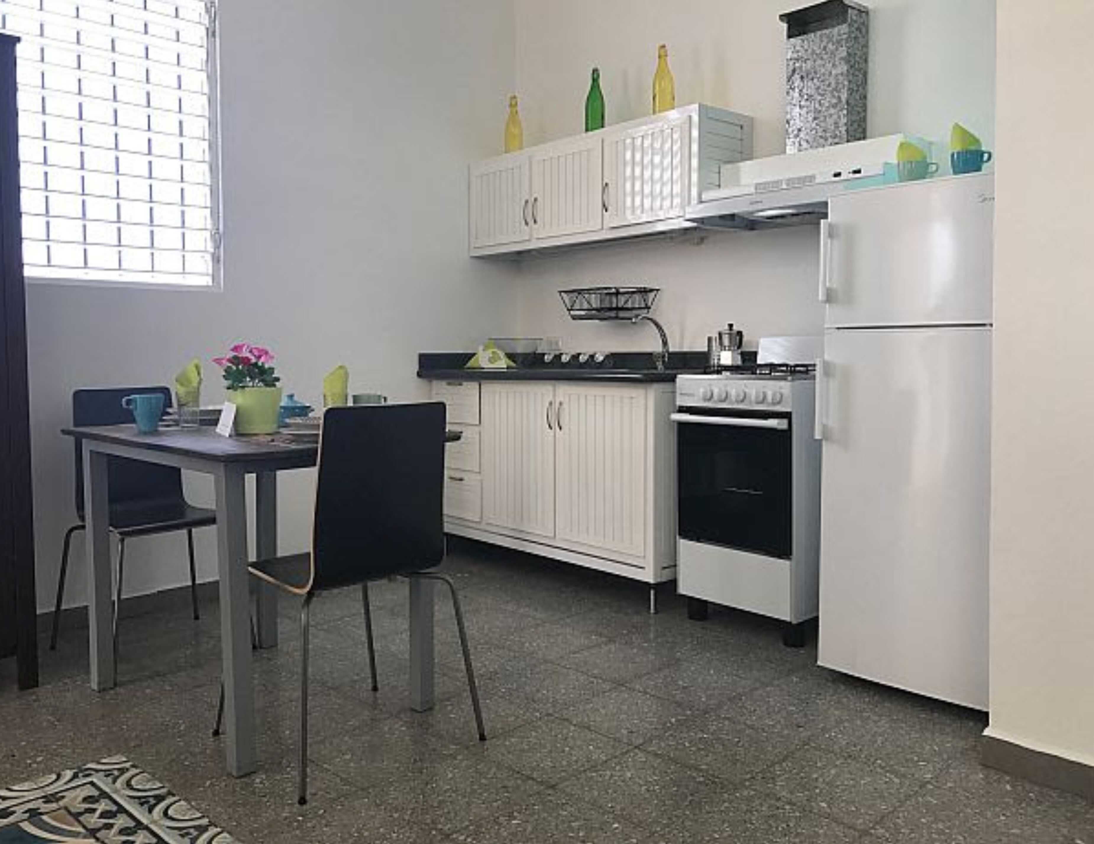 Fridge, oven, stovetop, coffee/tea maker