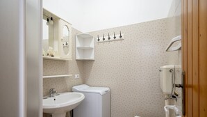 Een douche, een haardroger, een bidet, handdoeken