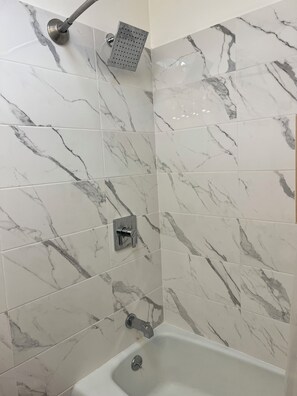 Regadera, secadora de cabello, shampoo 
