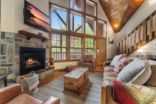 Smart TV, fireplace, video games, DVD player