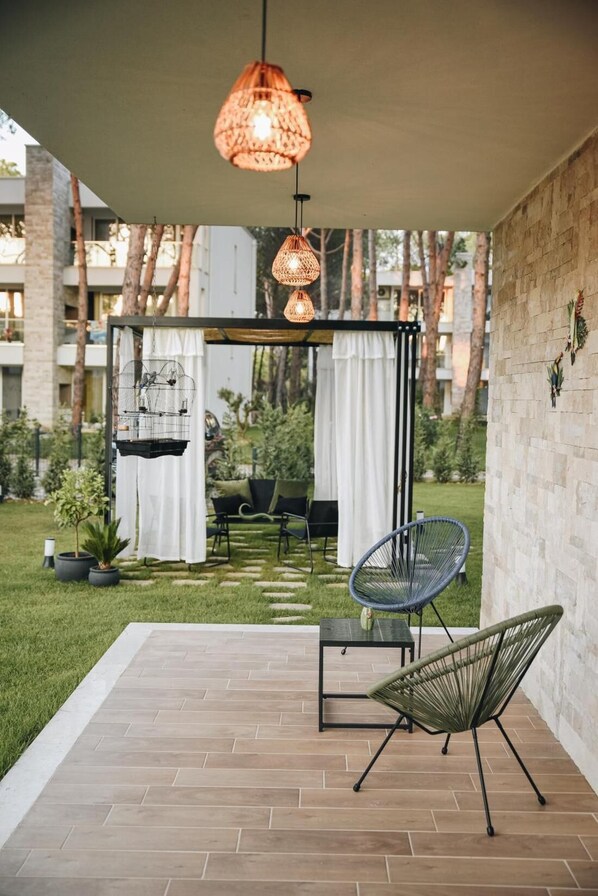 Villa, 2 Bedrooms, Balcony, Garden View | Property grounds - Parrot's Home Lalez Bay (Ishëm)