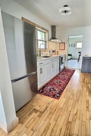 Fridge, microwave, oven, stovetop - Waterfront Home in Rapid River, MI (Rapid River)