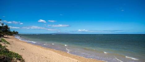 On the beach, white sand