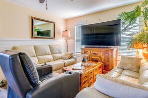 TV, DVD player, books