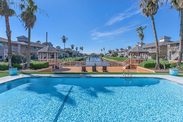 Apartment, 2 Bedrooms, Balcony, Ocean View | Pool | Outdoor pool - Live on the Bay - Walk To Moody Gardens - Private Fishing Pier & Boat Slips (Galveston)