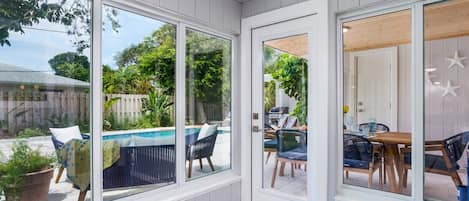 Head out for a swim in the pool or just sit and relax. Outdoor Smart TV included.