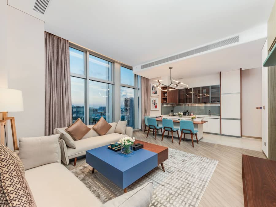 Qiu Ya One-Bedroom Elegant Suite | Living area | 55-inch LCD TV with satellite channels, toys