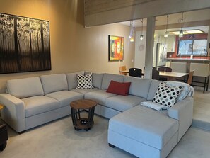 TV connectée, cheminée, lecteur de DVD