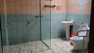 Shower, towels, soap