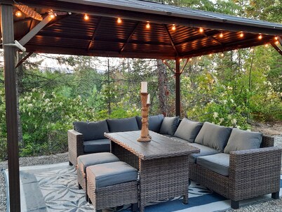 Private RV on 5 acres of wooded land. Sleeps six. Tent camping is available.