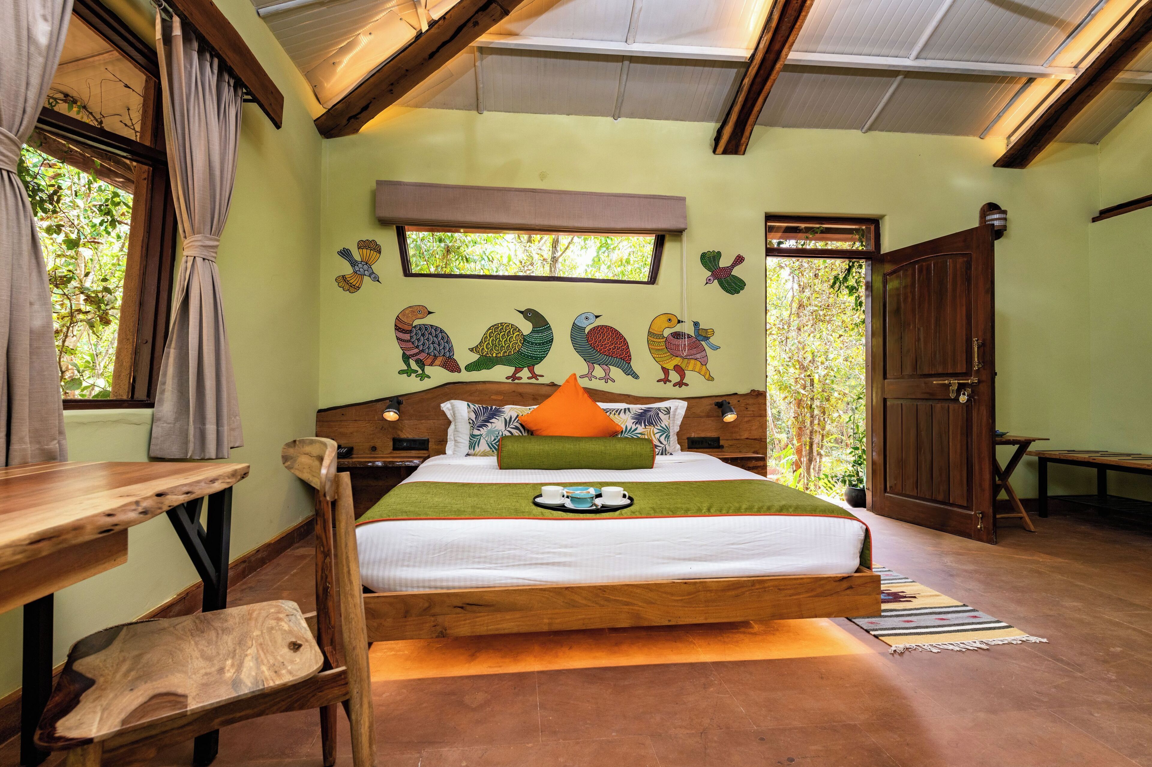 Standardferiehus - 1 soveværelse - udsigt til have | 1 soveværelse, pengeskab på værelset, individuel indretning, skrivebord