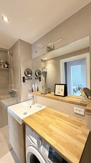 Shower, hair dryer