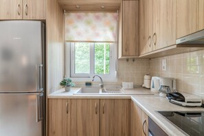 Fridge, oven, stovetop, coffee/tea maker