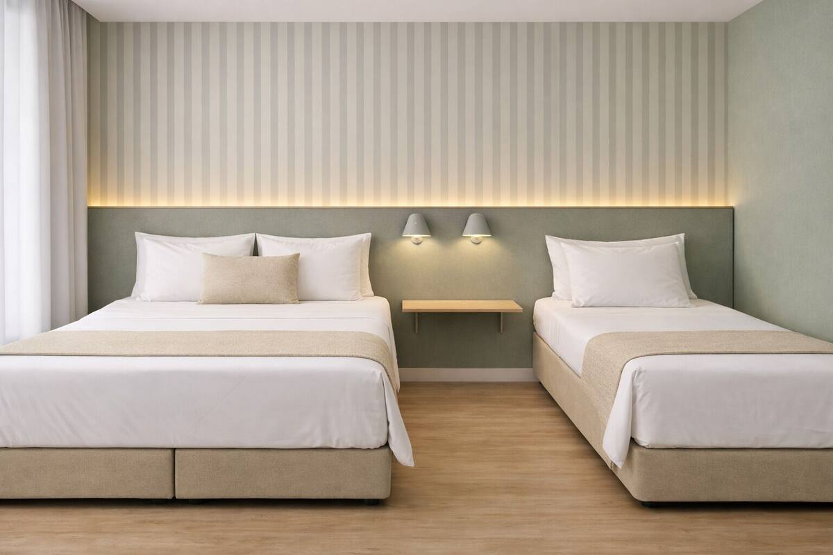 Tremannsrom – design | Skrivebord, skrivebord for bærbar PC og blendingsgardiner