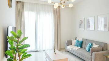 Deluxe Apartment, 1 Bedroom, Balcony | Living area | Smart TV, Netflix, streaming services