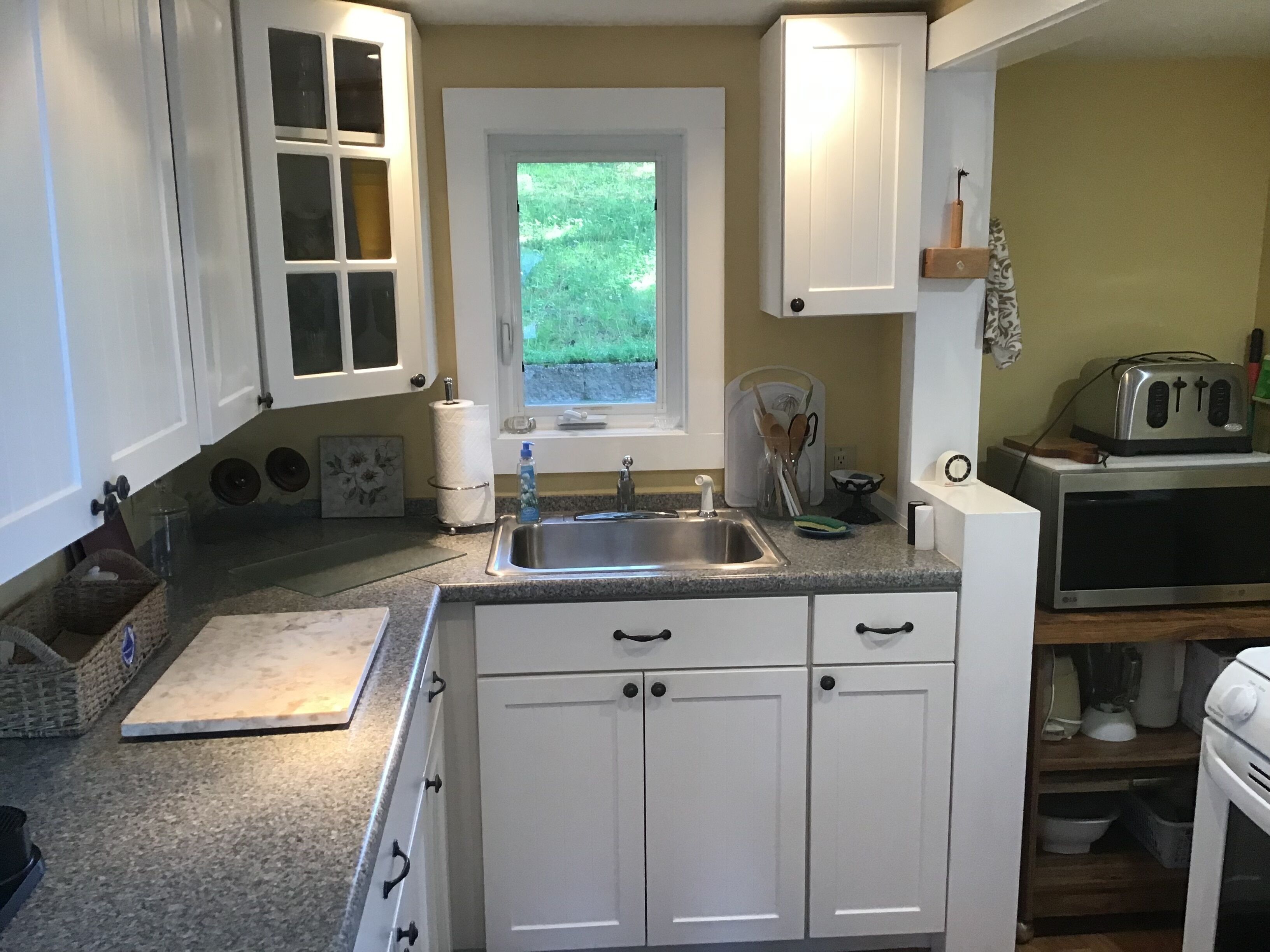 Waterfront cottage.  Approx. 570 sq ft subject to loon calls late at night. 