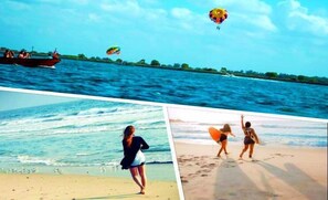 Beach nearby, white sand, 19 beach bars