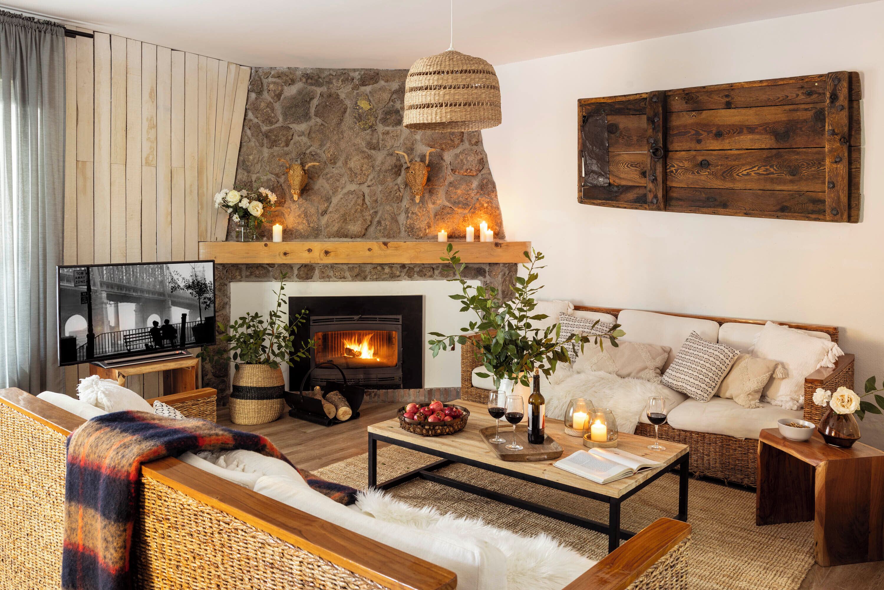 Televisión, chimenea