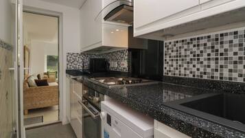 Fridge, dishwasher, electric kettle, toaster