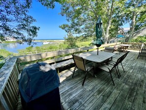 Outdoor dining - Cape Cod Beach Cottage  2-Bedroom Small Cape Cod Cottage with amazing views! (Mashpee)