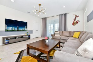 House, Multiple Beds, Pool Access (7227OL Solterra) | Living area | MP3 dock - Solterra Resort 7br Lakeview Villa Pool Spa Disney (Davenport)