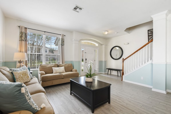 House, Multiple Beds, Pool Access, Pool View (7753TB WH) | Living area - Windsor Hills Resort 6br Villa, Pool/spa Disney (Kissimmee)