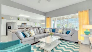 House, Multiple Beds, Pool Access, Pool View (7797BC WH) | Living area - Striking 5br Resort Home Private Pool/spa Disney (Kissimmee)