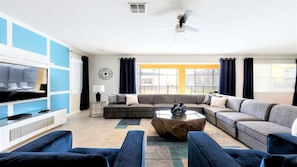 House, Multiple Beds, Pool Access (9020FK Solara) | Living area - Disney Getaway: Pool, Spa, Games, Great Locale (Kissimmee)