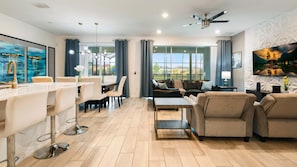 Living area - Veranda Palms Lakeview 6br Villa Pool Spa, Disney (Kissimmee)