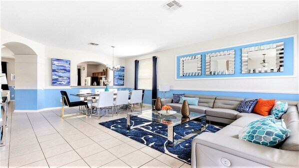 Living area - Home With Lakeview Close to Disney w Pool (Kissimmee)