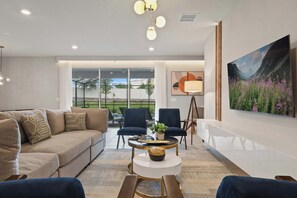 House, Multiple Beds, Pool Access, Pool View (3549LD WIR) | Living area - Extraordinary 10br Private Pool Spa Near Disney (Davenport)
